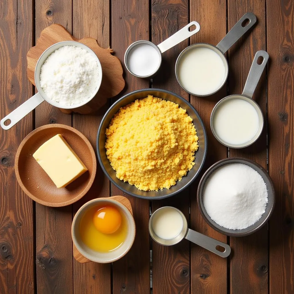 Cornbread Ingredients on a Table