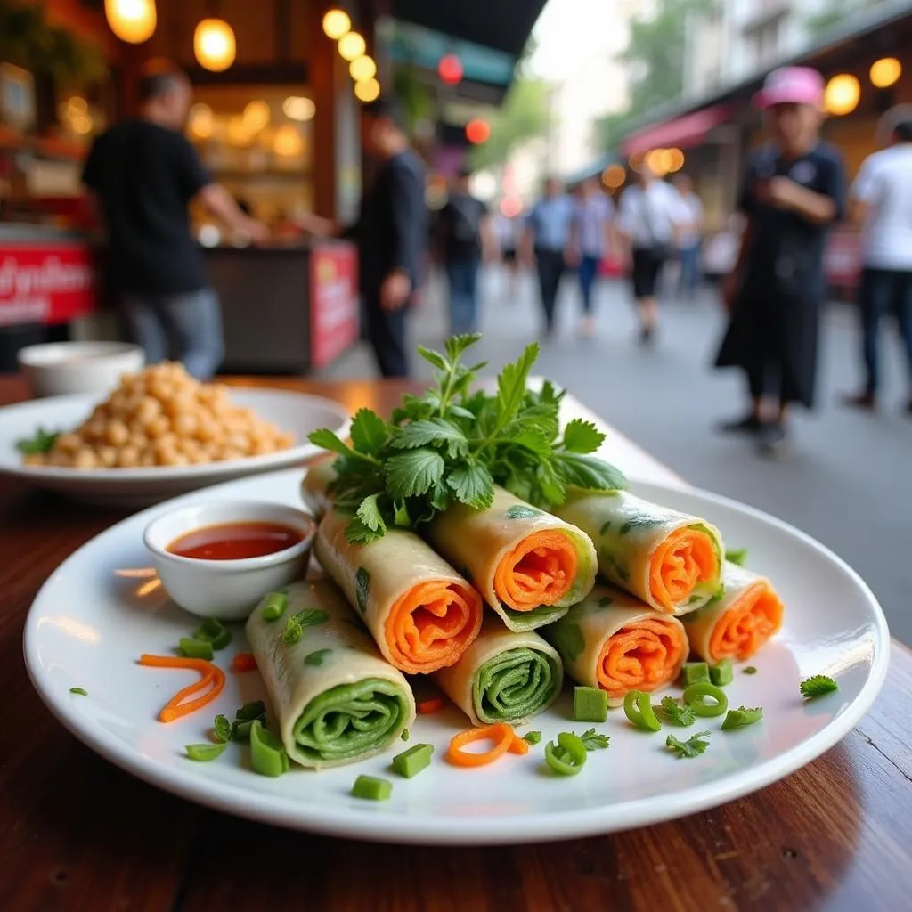 Vibrant Vegetarian Spring Rolls in Hanoi