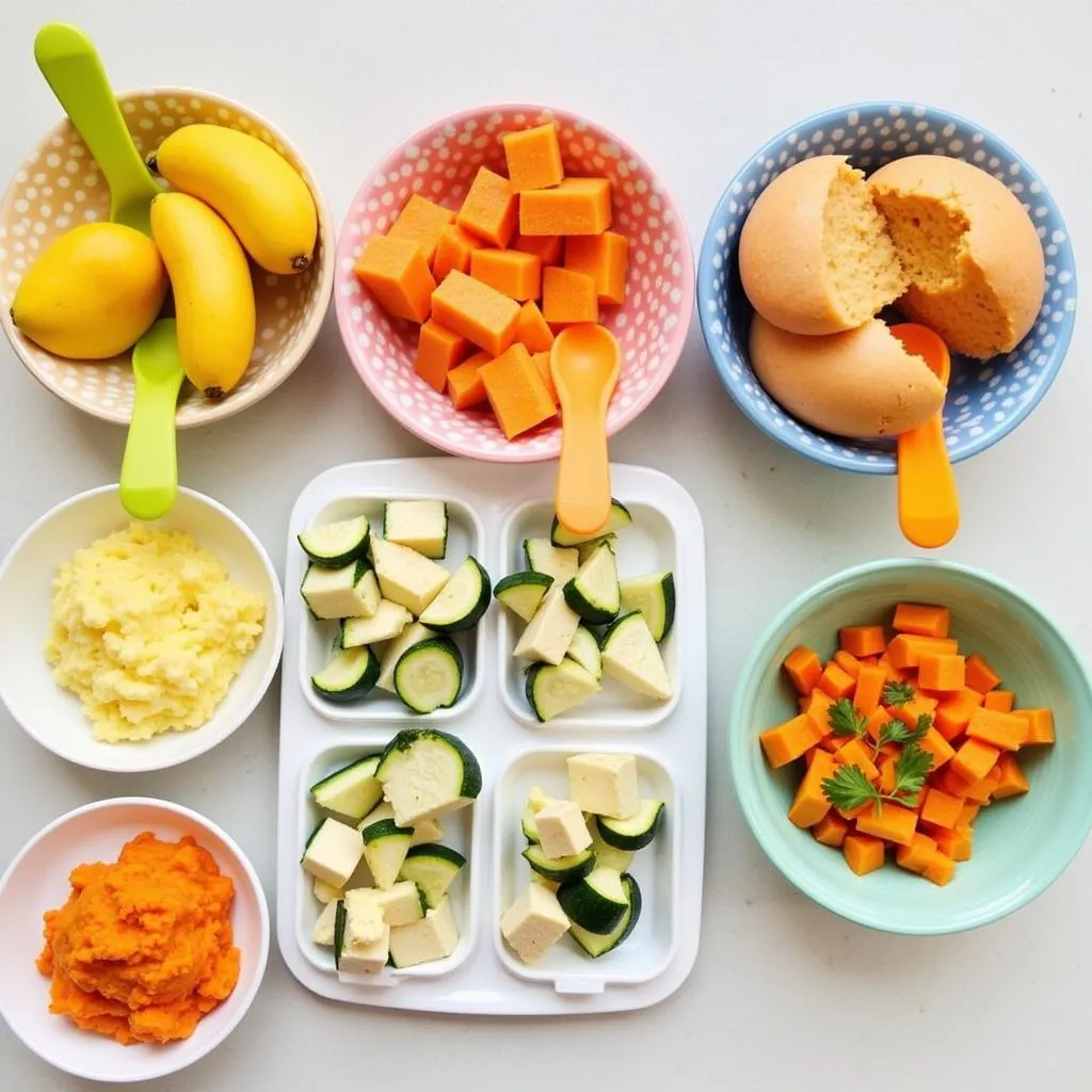 Variety of Vietnamese baby food