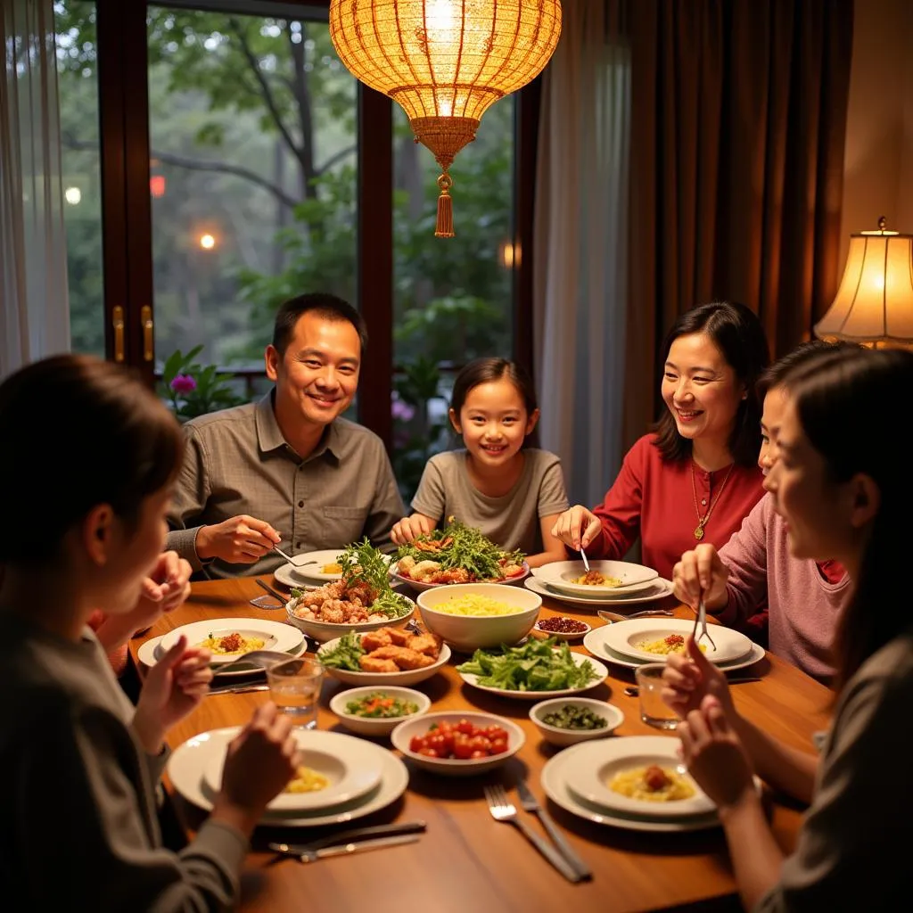 Vietnamese Family Sharing a Death Anniversary Meal