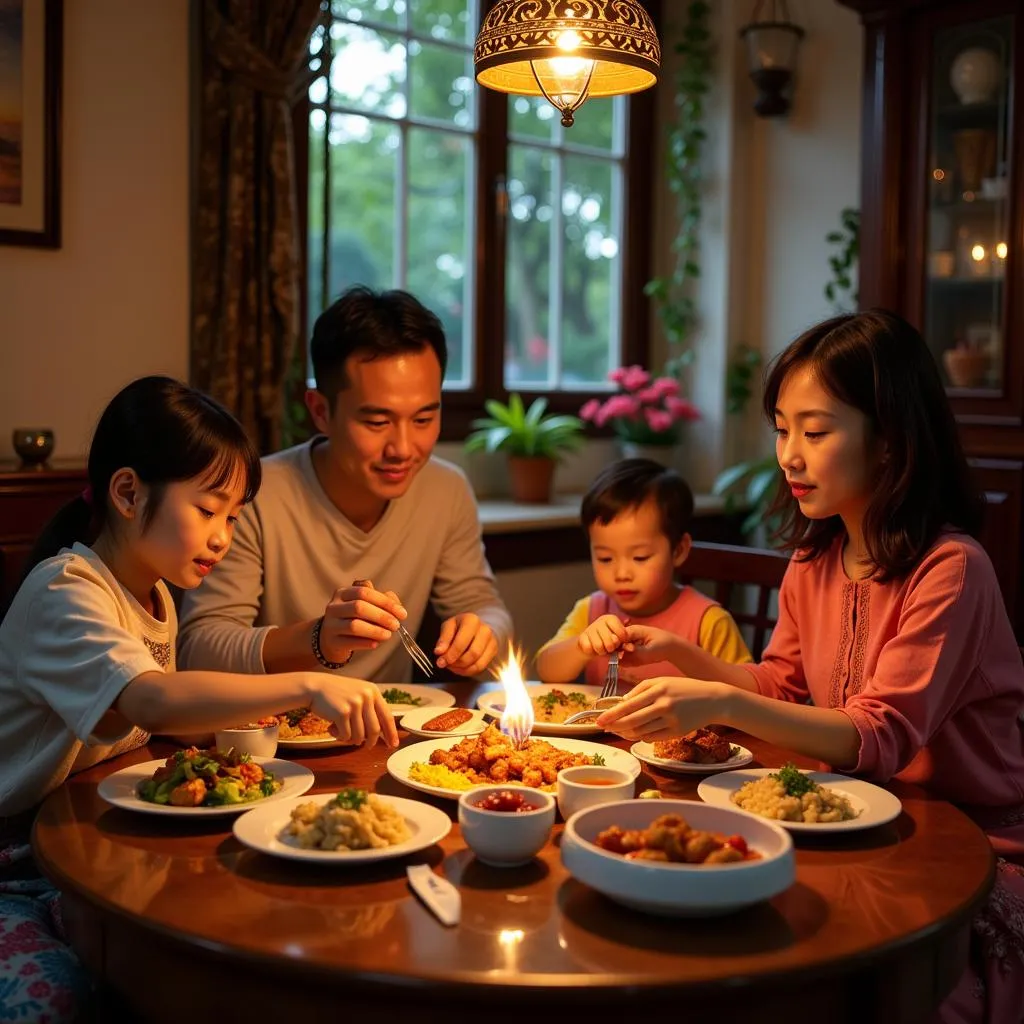 Vietnamese Family Enjoying Meal