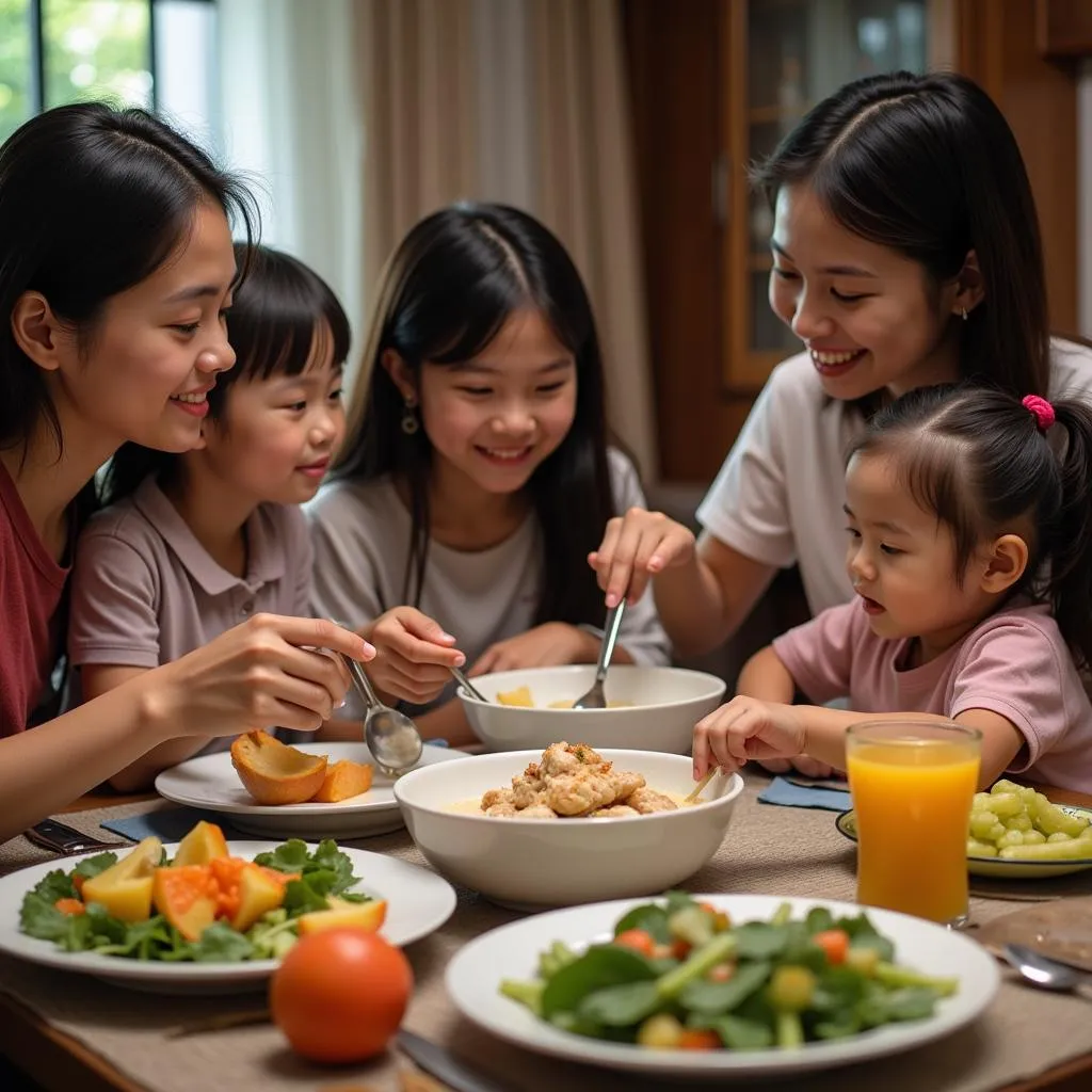 Vietnamese Family Enjoying a Meal