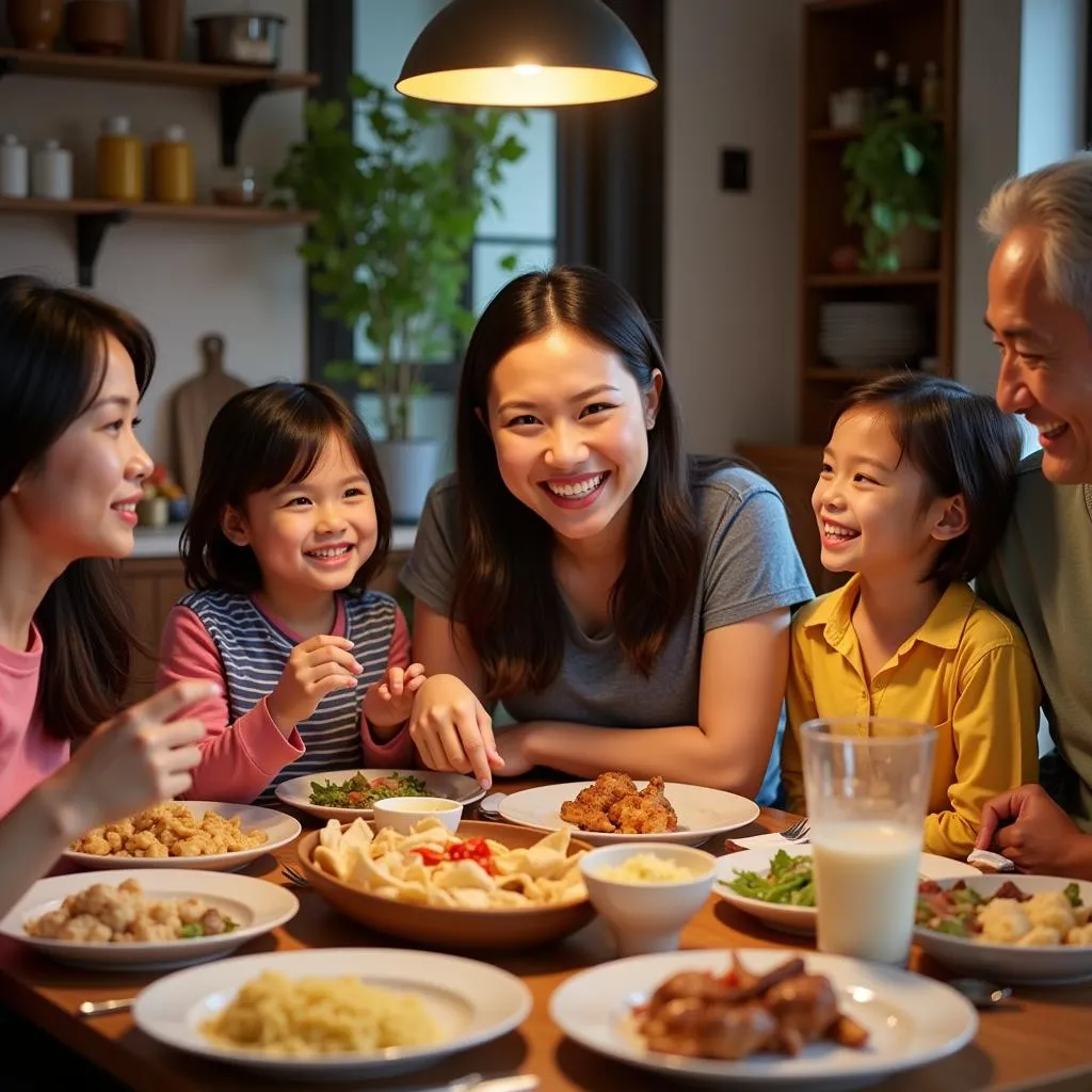 Vietnamese Family Sharing a Meal