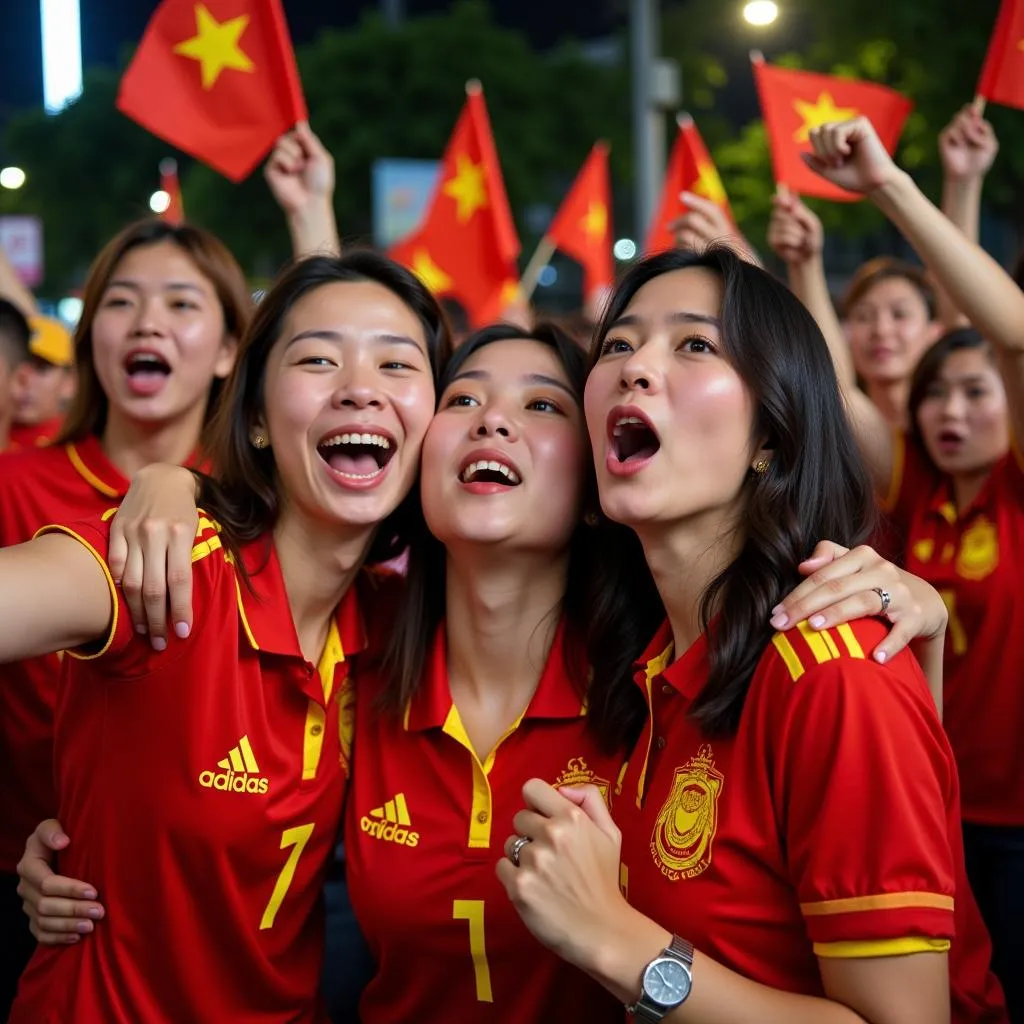 Vietnamese fans celebrating AFF Cup victory