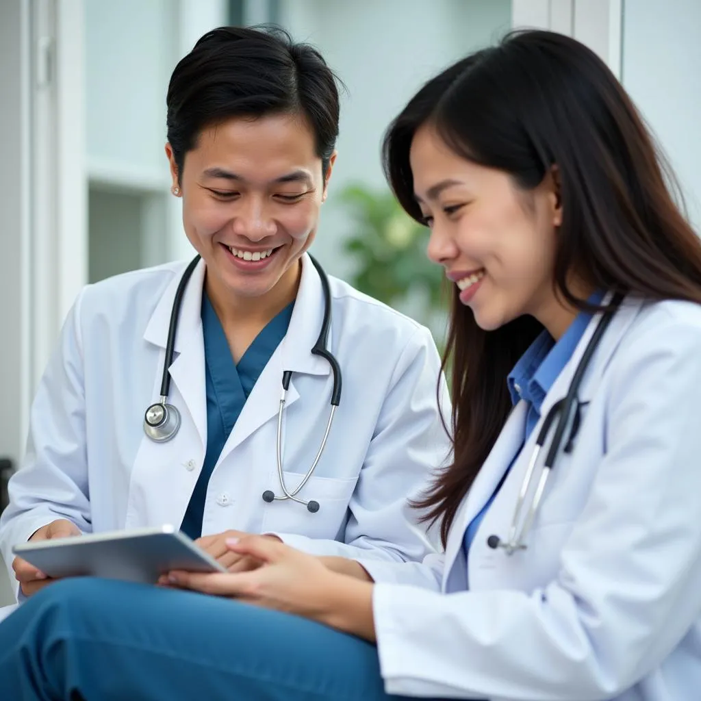 Vietnamese-French doctor consulting with a patient