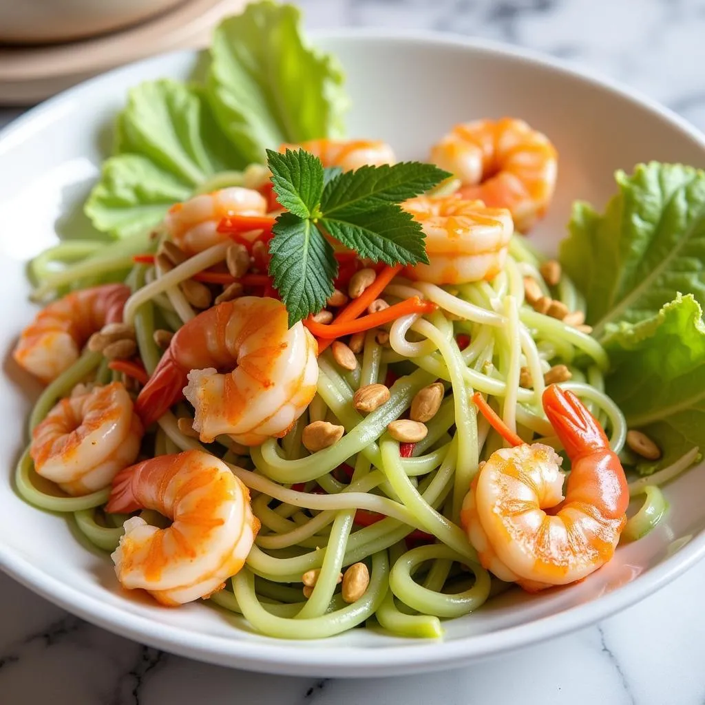 Vietnamese green papaya salad with shrimp and peanuts