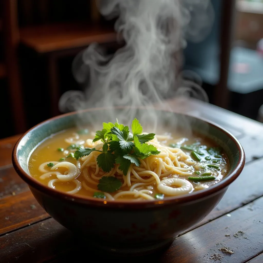 Vietnamese Pho on a Hanoi street food stall