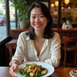 Vietnamese Woman Enjoying Calcium-Rich Meal