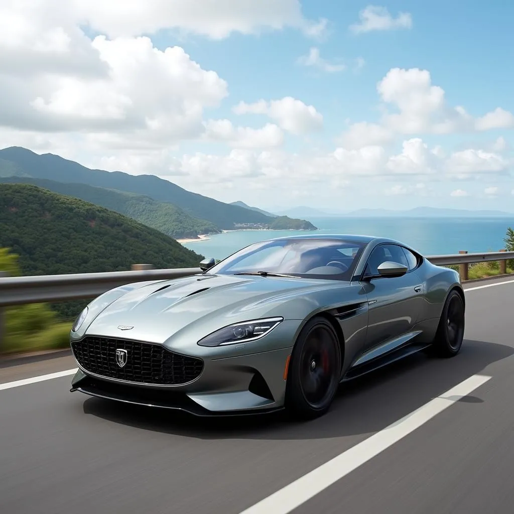 Vinfast car on scenic Vietnamese road