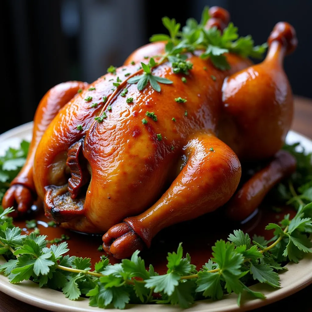 Roasted duck with mac mat leaves in Lang Son