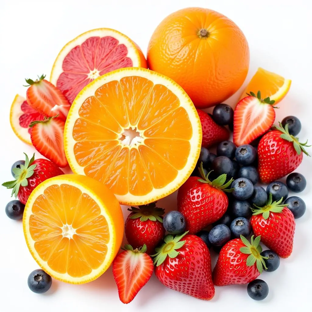 Colorful fruits high in vitamin C, beneficial for wound healing.