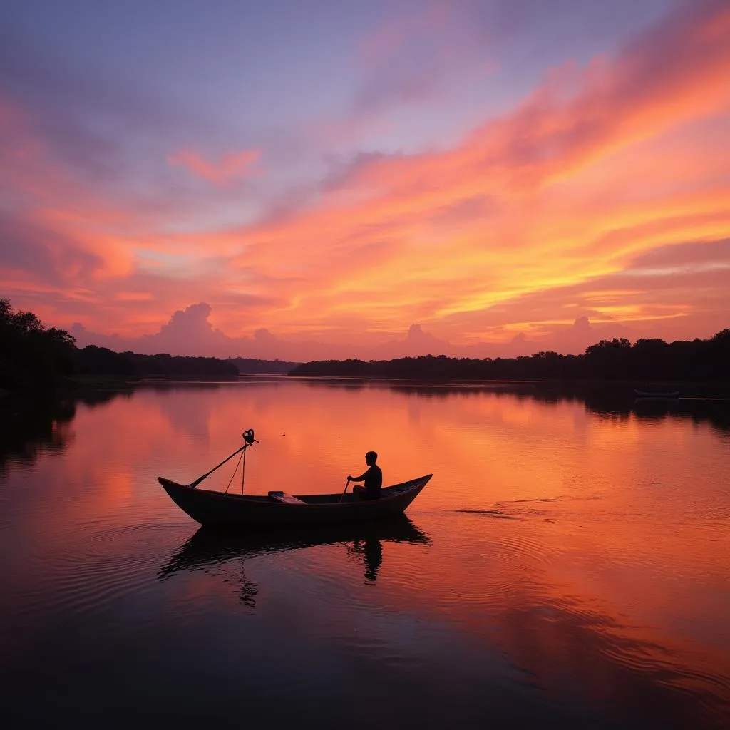 Sunset over West Lake in Tay Ho district, Hanoi