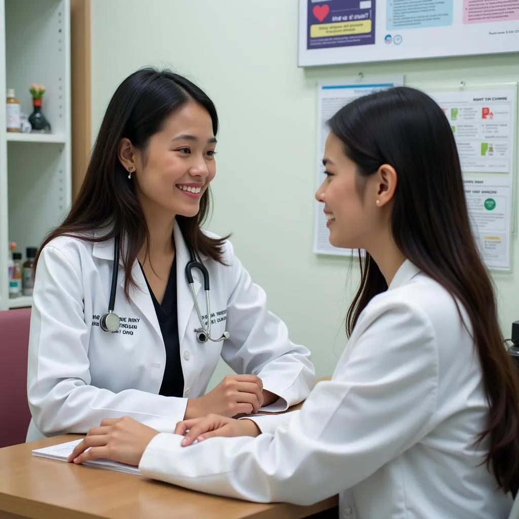 Woman Talking to a Doctor About Birth Control in Hanoi