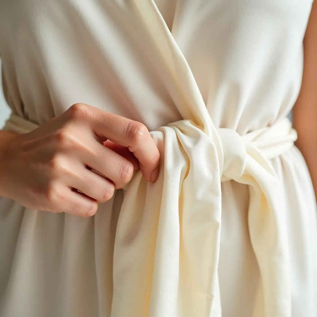 Woman admiring the softness of bamboo fabric