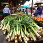 Fresh young bamboo shoots in a Vietnamese market