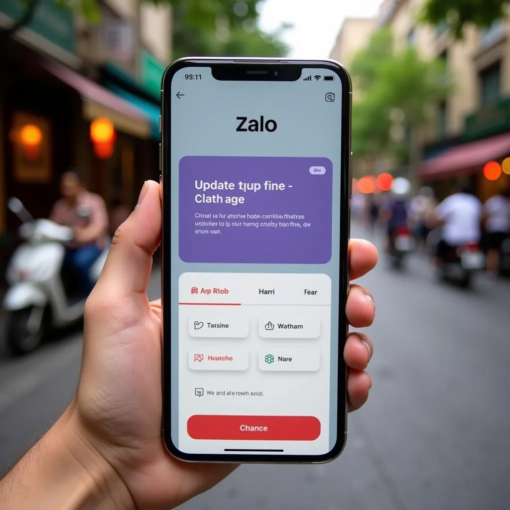 Zalo app update on smartphone