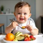 13-Month-Old Enjoying a Healthy Meal