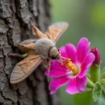 Adult Moth Feeding on Nectar