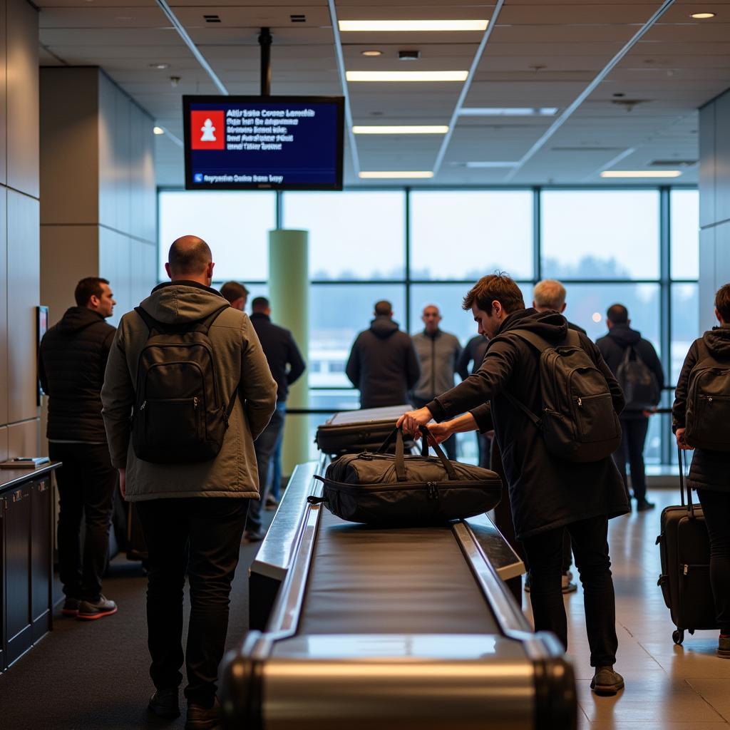 Airport Security Checkpoint with Passengers