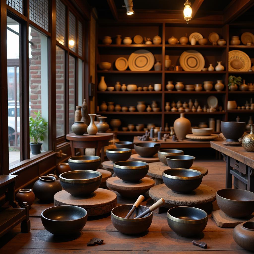 Inside an antique shop in Hanoi with Xoan Kim Giao bowls