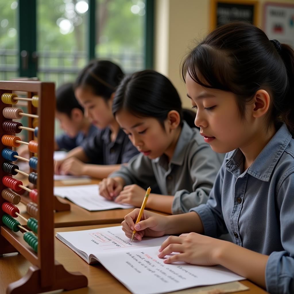 Students practicing anzan in Hanoi