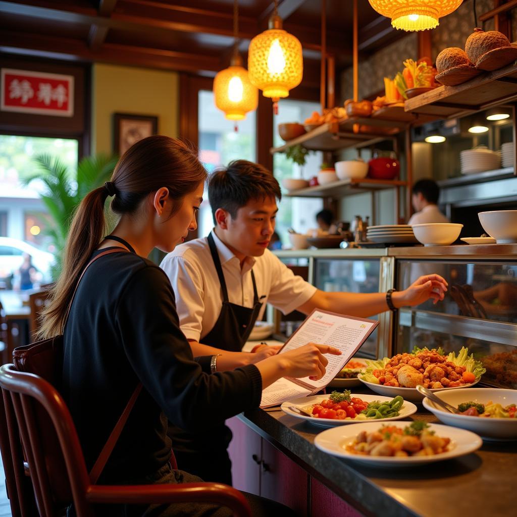 Asking about food in a Hanoi restaurant