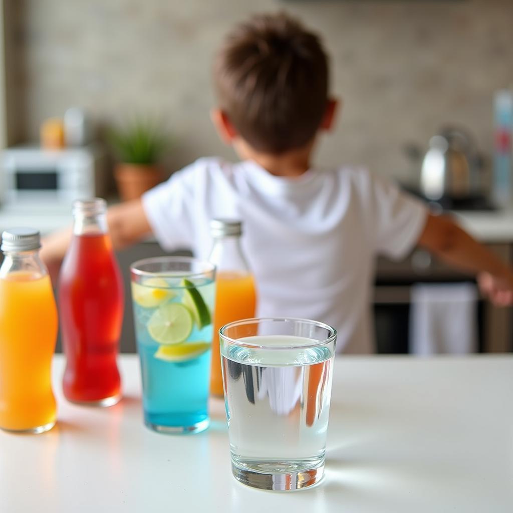 A Child Avoiding Sugary Drinks