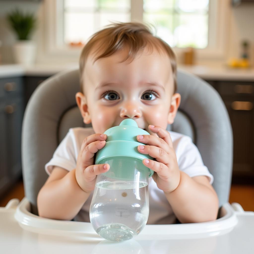 Baby Drinking Water from a Sippy Cup