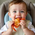 Baby Enjoying Crab for Baby-Led Weaning