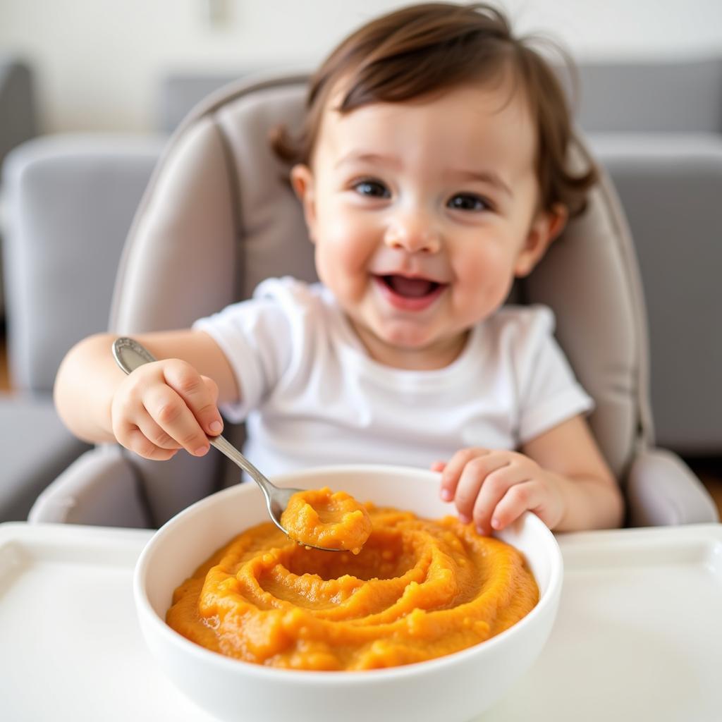 Baby Eating Mixed Puree