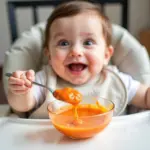 Baby Enjoying First Solids