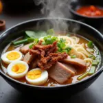 A steaming bowl of Banh Canh, a Da Lat noodle soup specialty.