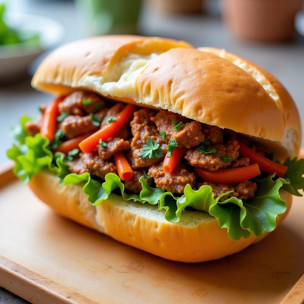 Banh mi den with various fillings