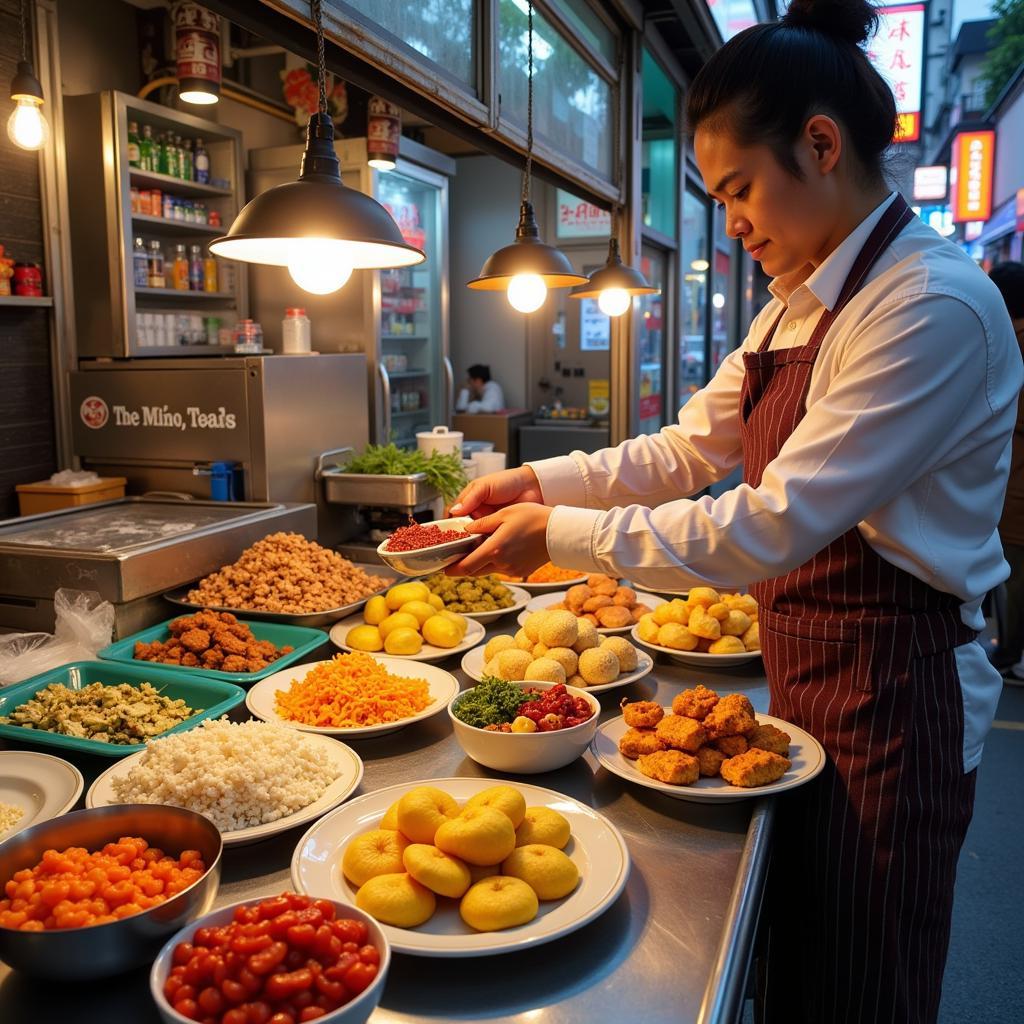 Hanoi Street Vendor Selling Banh Xu Xe