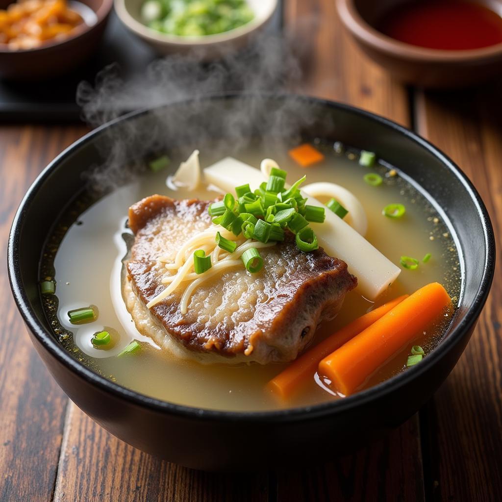 A warm and inviting bowl of basa fish stomach soup.