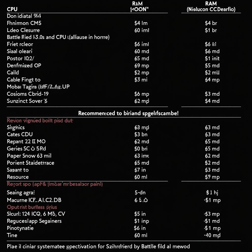 Battlefield 3 minimum system requirements chart