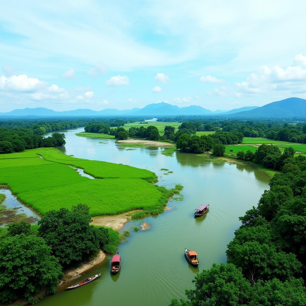 Scenic view of the Mekong Delta in Ben Tre