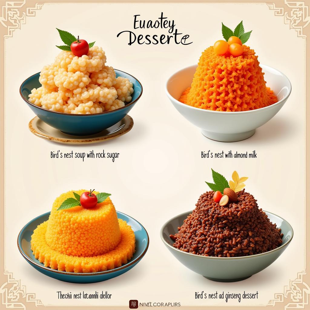 A variety of bird's nest desserts