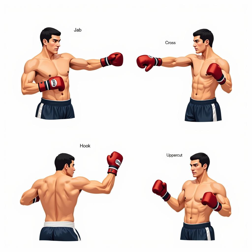 Demonstration of Basic Boxing Punches - Jab, Cross, Hook, Uppercut