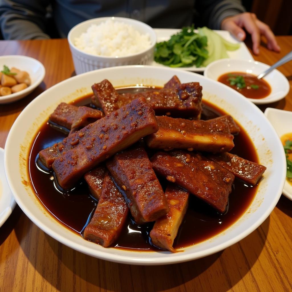 Braised Pork Ribs served as part of a Hanoi Family Meal