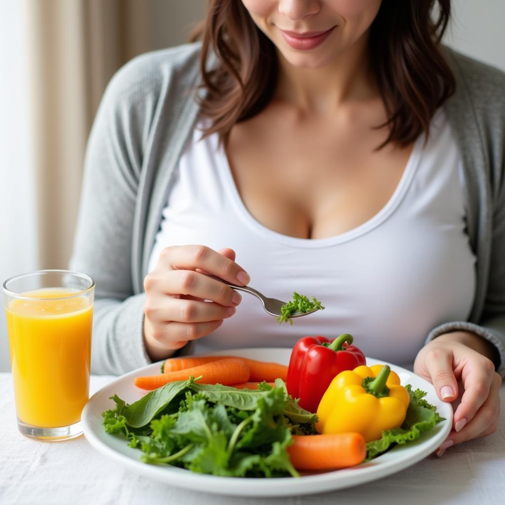 Breastfeeding Mom Eating Healthy Foods