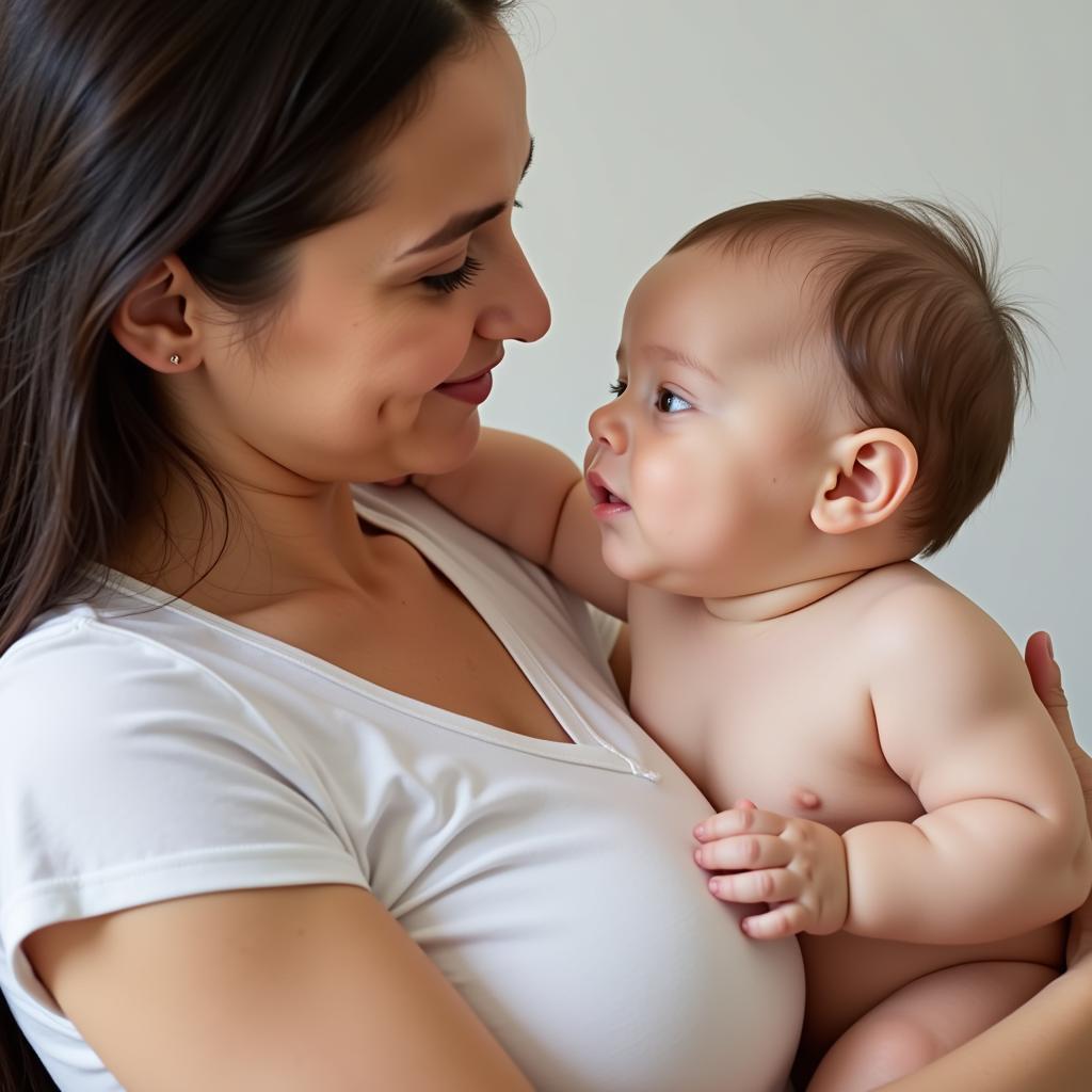 A mother breastfeeding her baby