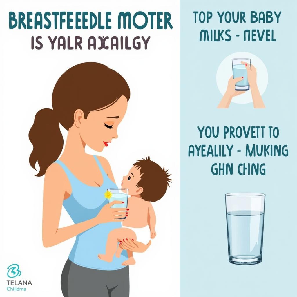 A breastfeeding mother staying hydrated by drinking water.