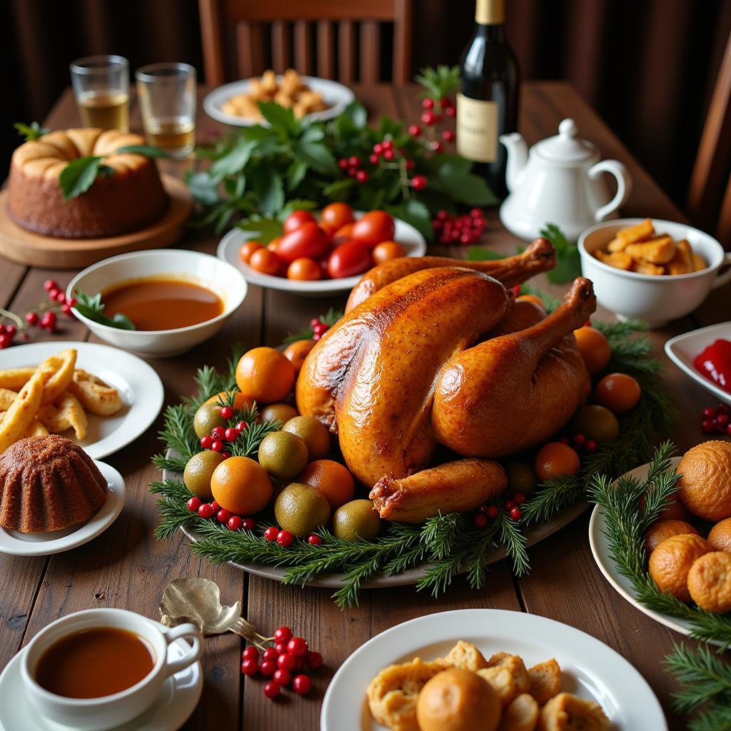 British Christmas Dinner Spread