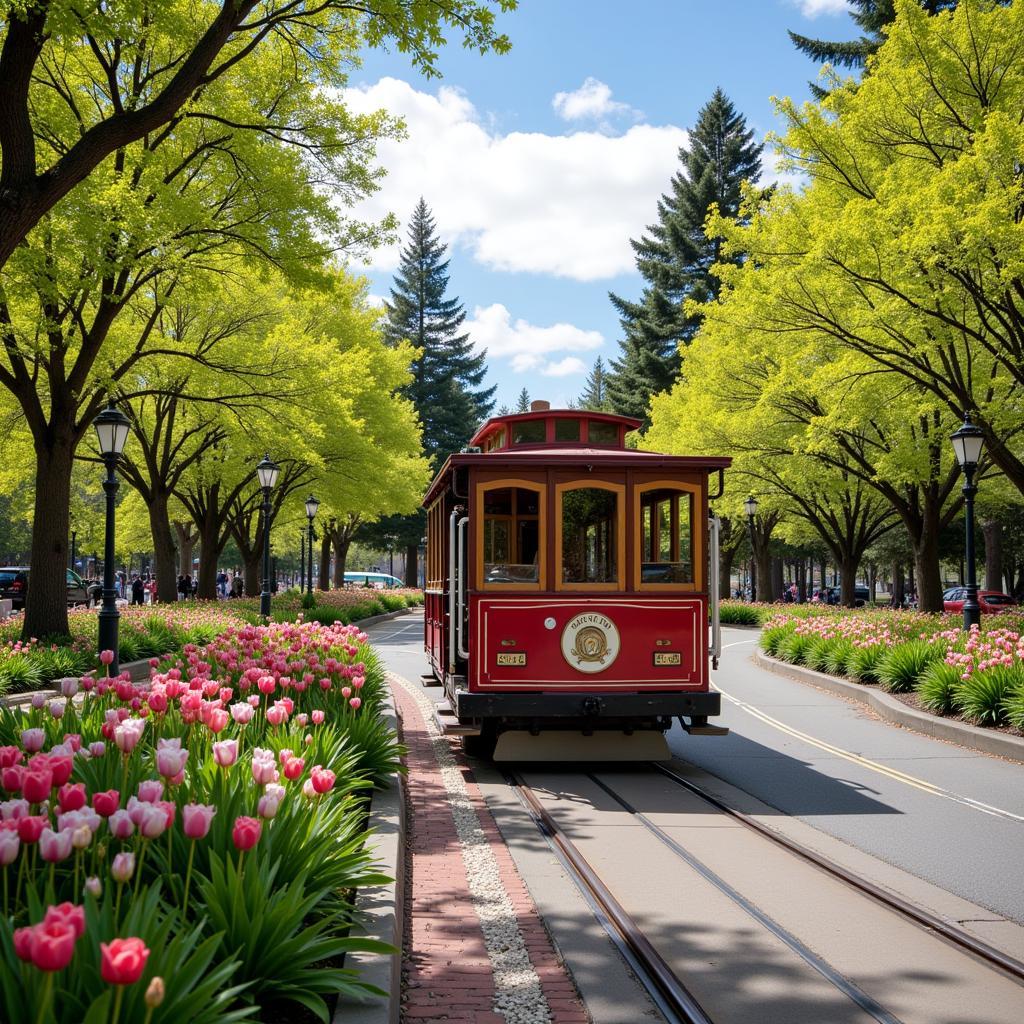 Cable Car in Golden Gate Park during Spring