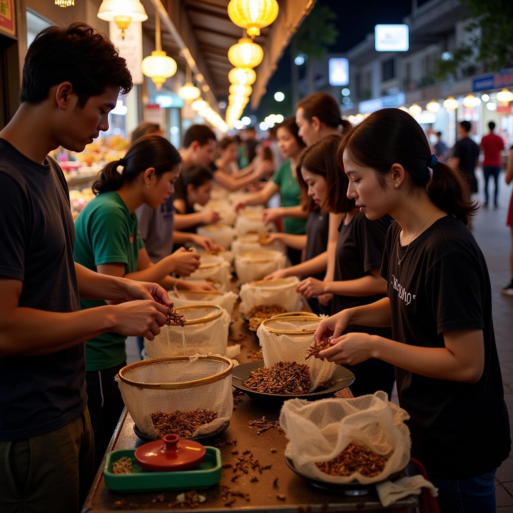 Catching Crickets in Hanoi's Night Market