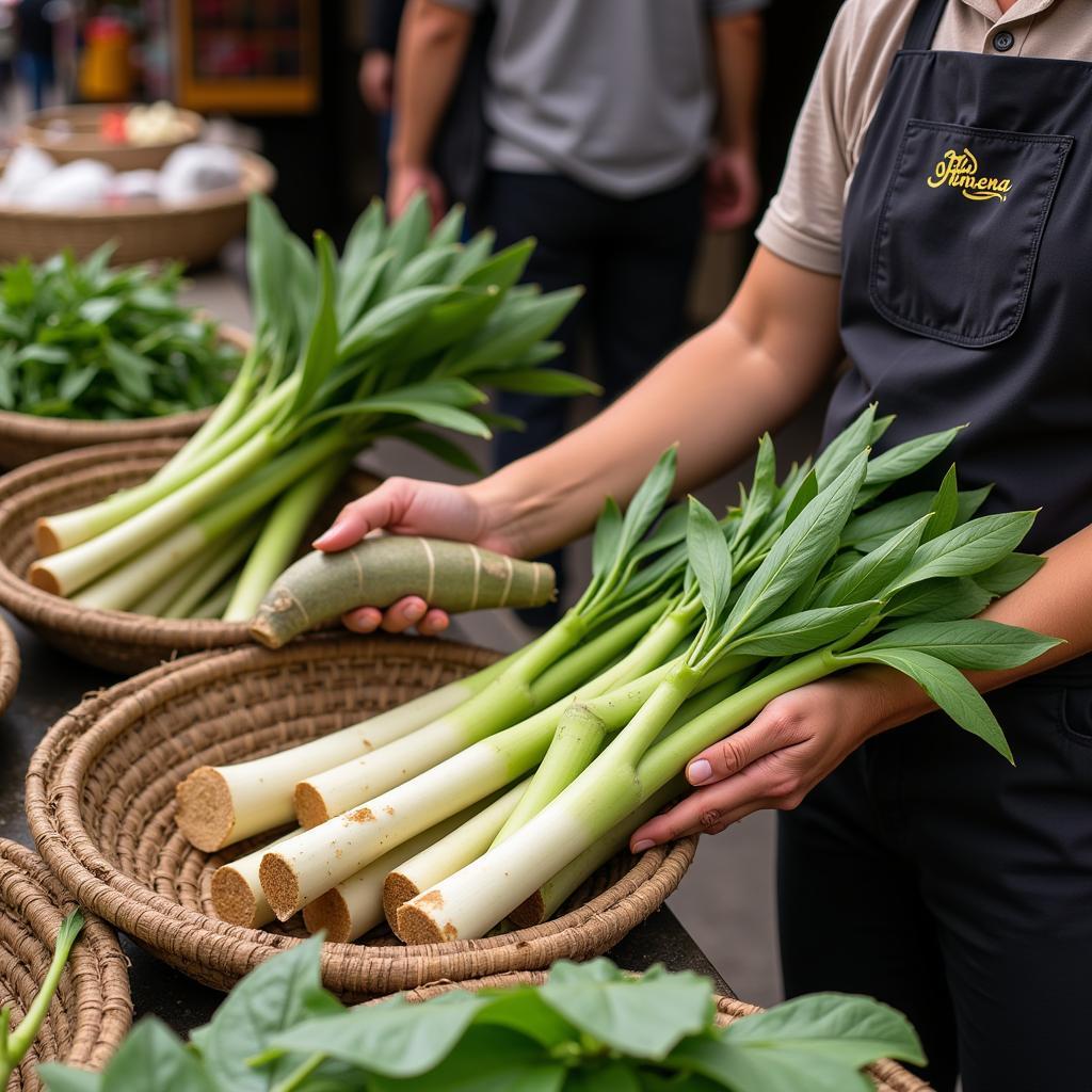 Locally Sourced Bamboo Shoots at Chau Long Market