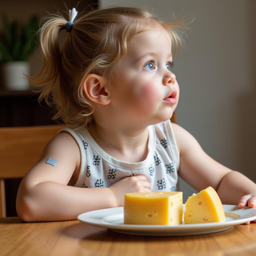 Child avoiding dairy products after a burn injury