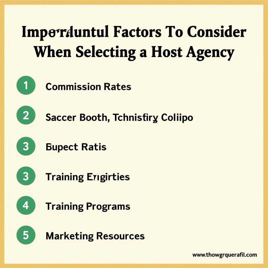 Factors to consider when choosing a host agency.