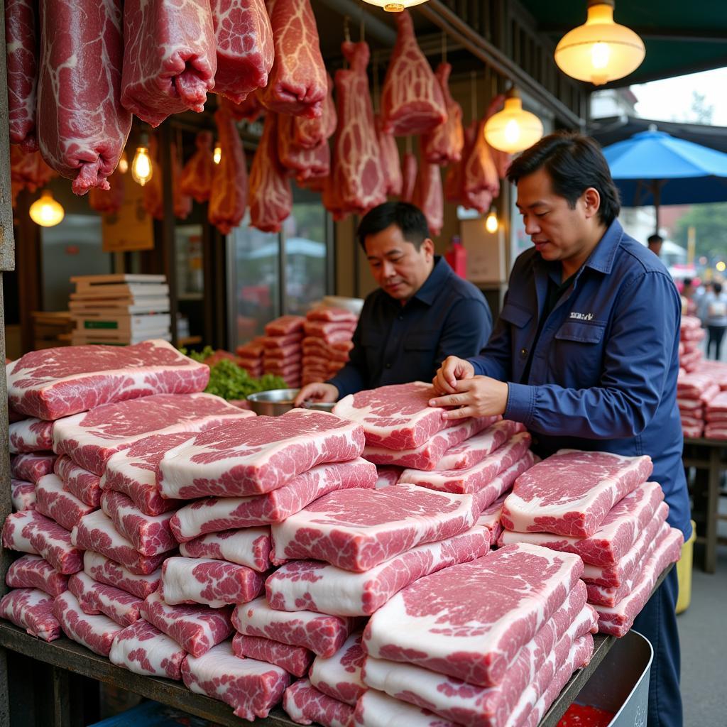 Fresh Clean Pork at a Hanoi Market